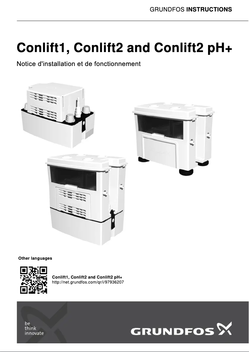 Page n°1 - Guide d'installation Grundfos CONlIFT1