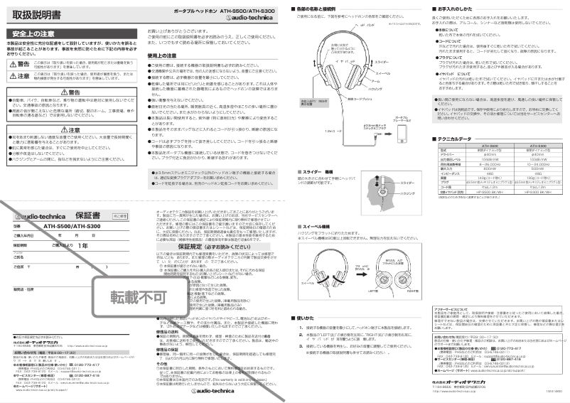 Image de la première page du manuel de l'appareil ATH-S300