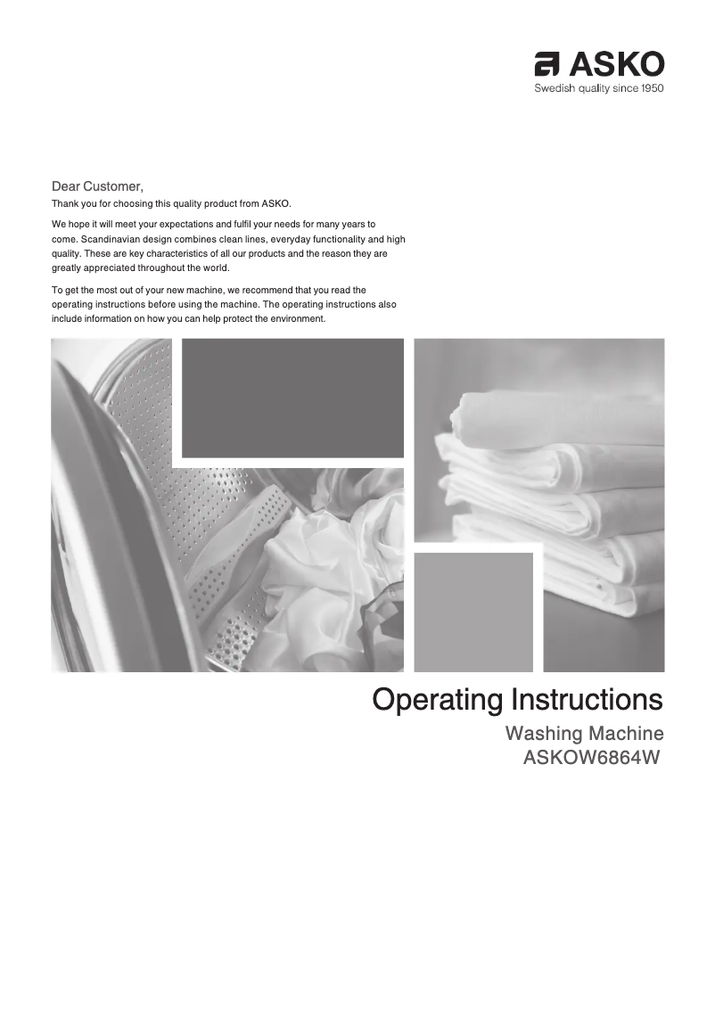 Page n°1 - Manuel utilisateur Asko W6864W