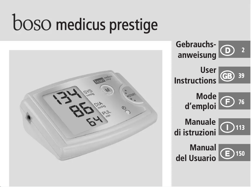Page 1 de la notice Manuel utilisateur Boso Medicus Prestige