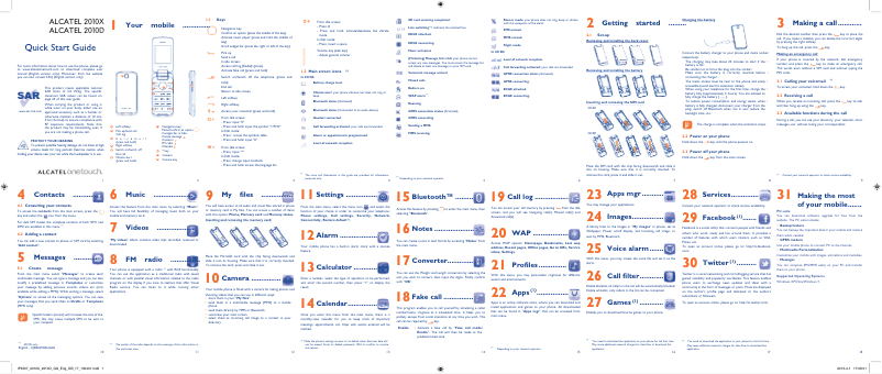 Page 1 de la notice Guide de démarrage rapide Alcatel One Touch 2010G