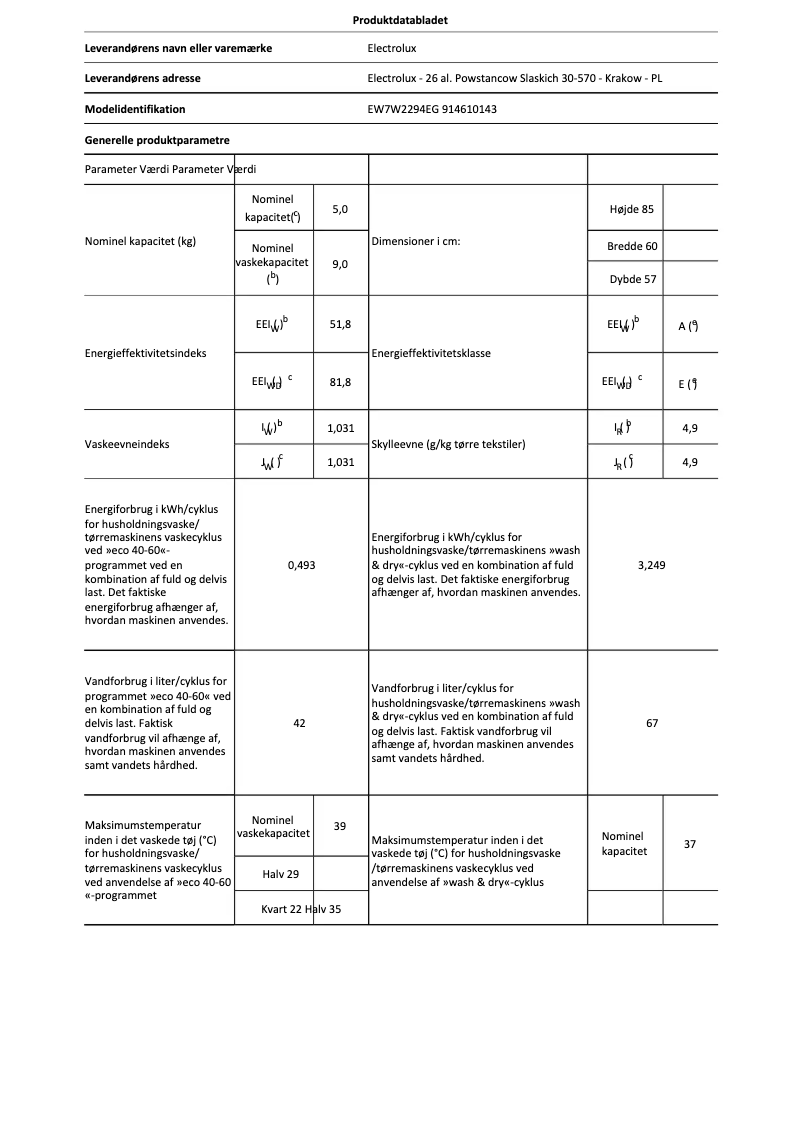 Page 1 de la notice Manuel utilisateur Electrolux EW7W2294EG