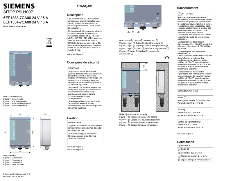 Page 1 de la notice Manuel utilisateur Siemens 6EP1334-7CA00