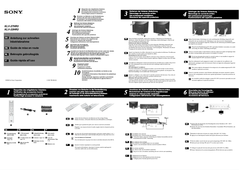 Page 1 de la notice Guide d'installation Sony KLV-23HR3