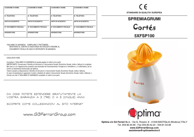 Image de la première page du manuel de l'appareil Cortes