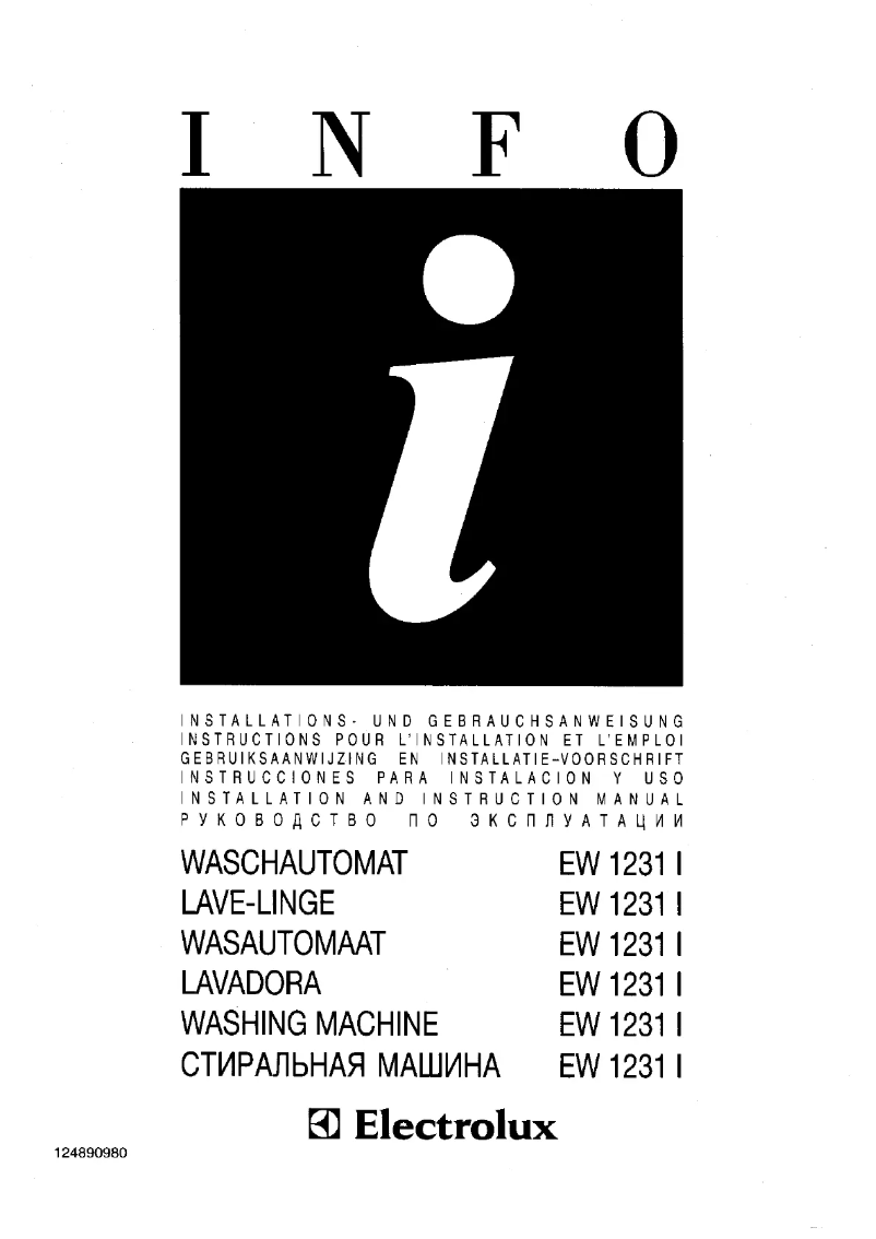 Page n°1 - Manuel utilisateur Electrolux EW 1231 I