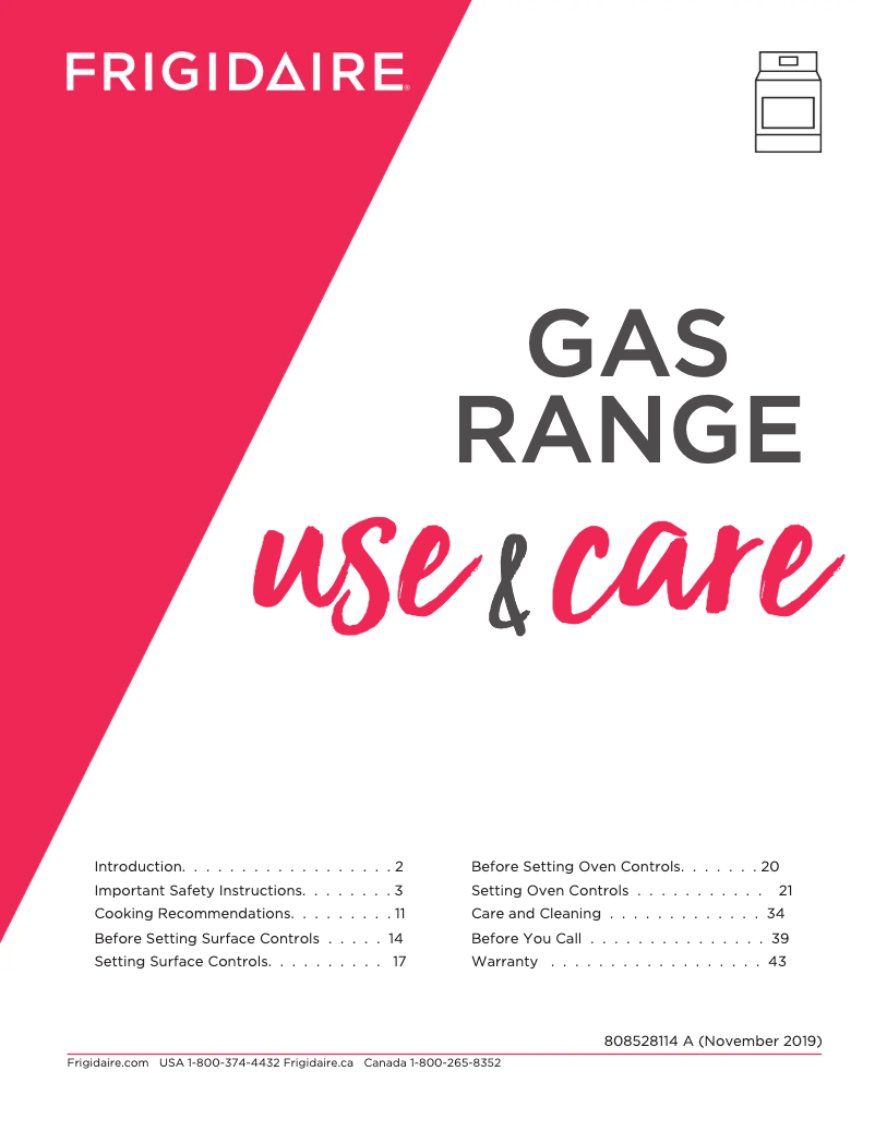 Page n°1 - Manuel d'utilisation et d'entretien Frigidaire GCRG3038AF