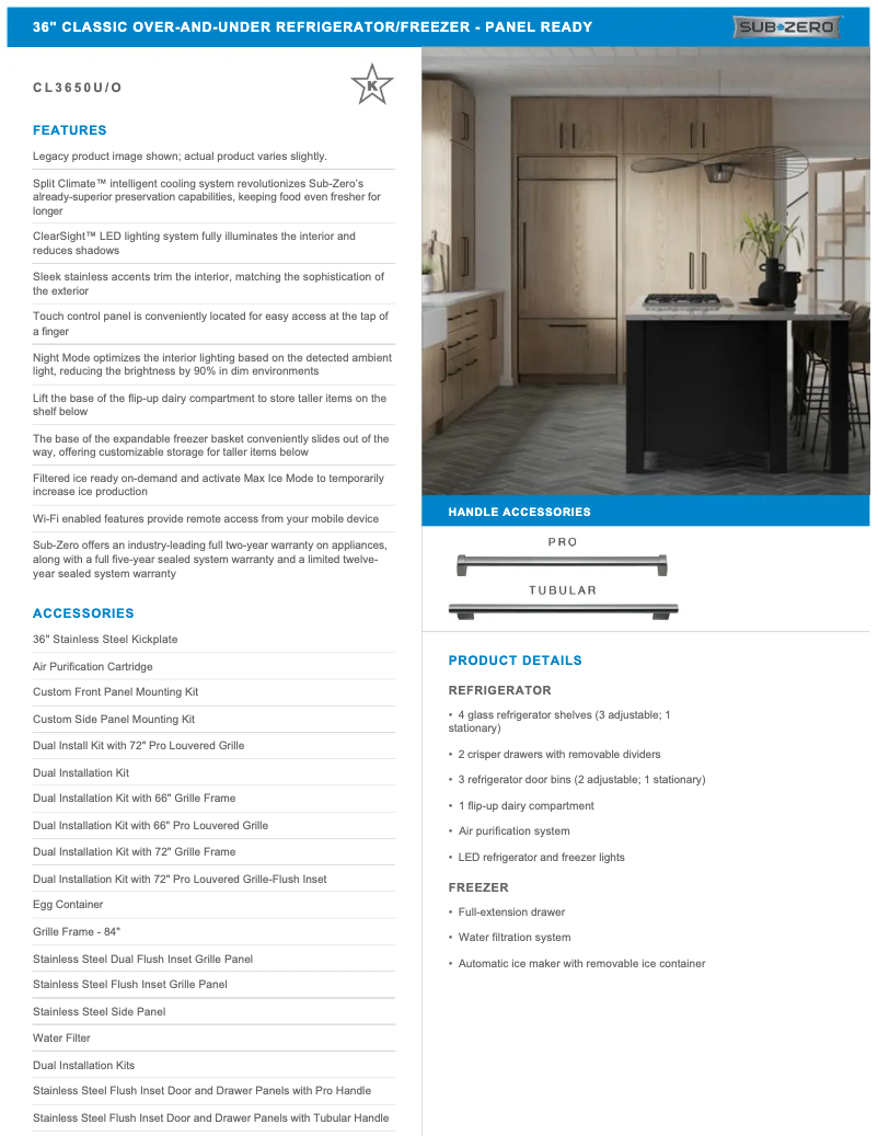 Page 1 de la notice Manuel utilisateur Sub-Zero CL3650UO