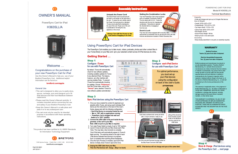 Page 1 de la notice Manuel utilisateur Bretford PowerSync H3635