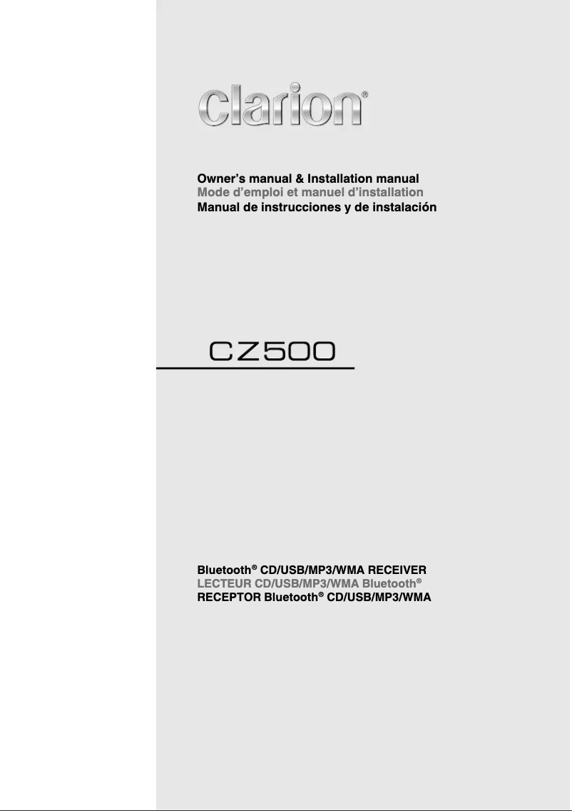 Page n°1 - Manuel utilisateur Clarion CZ500