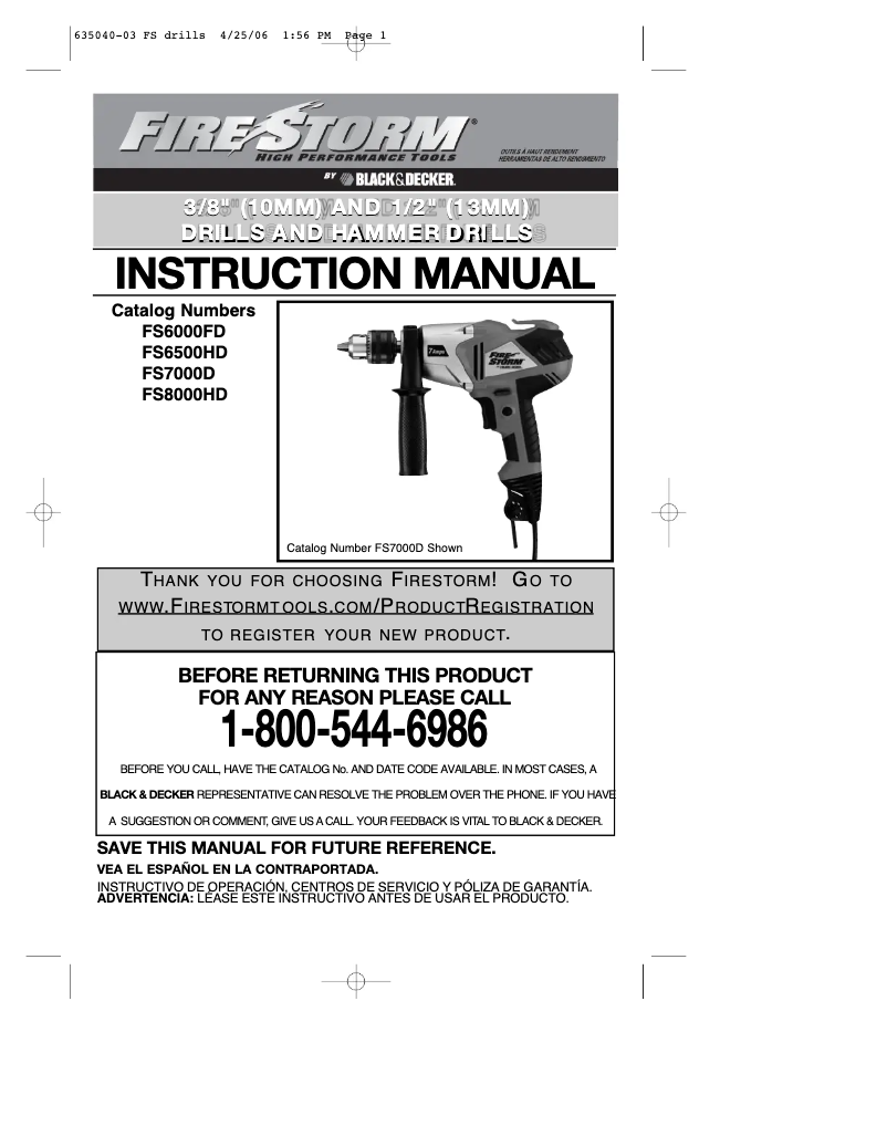 Page n°1 - Manuel utilisateur Black & Decker FS6000FD
