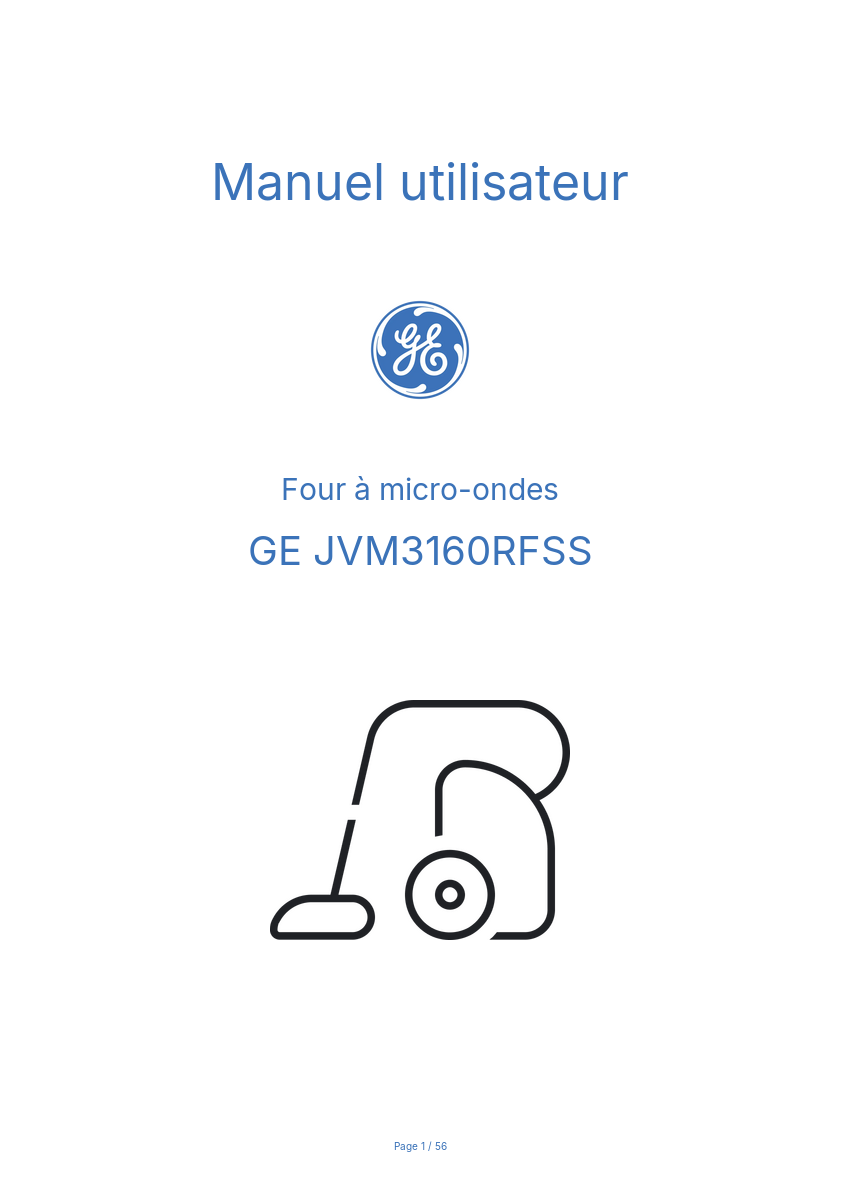 Page n°1 - Manuel utilisateur GE JVM3160RFSS