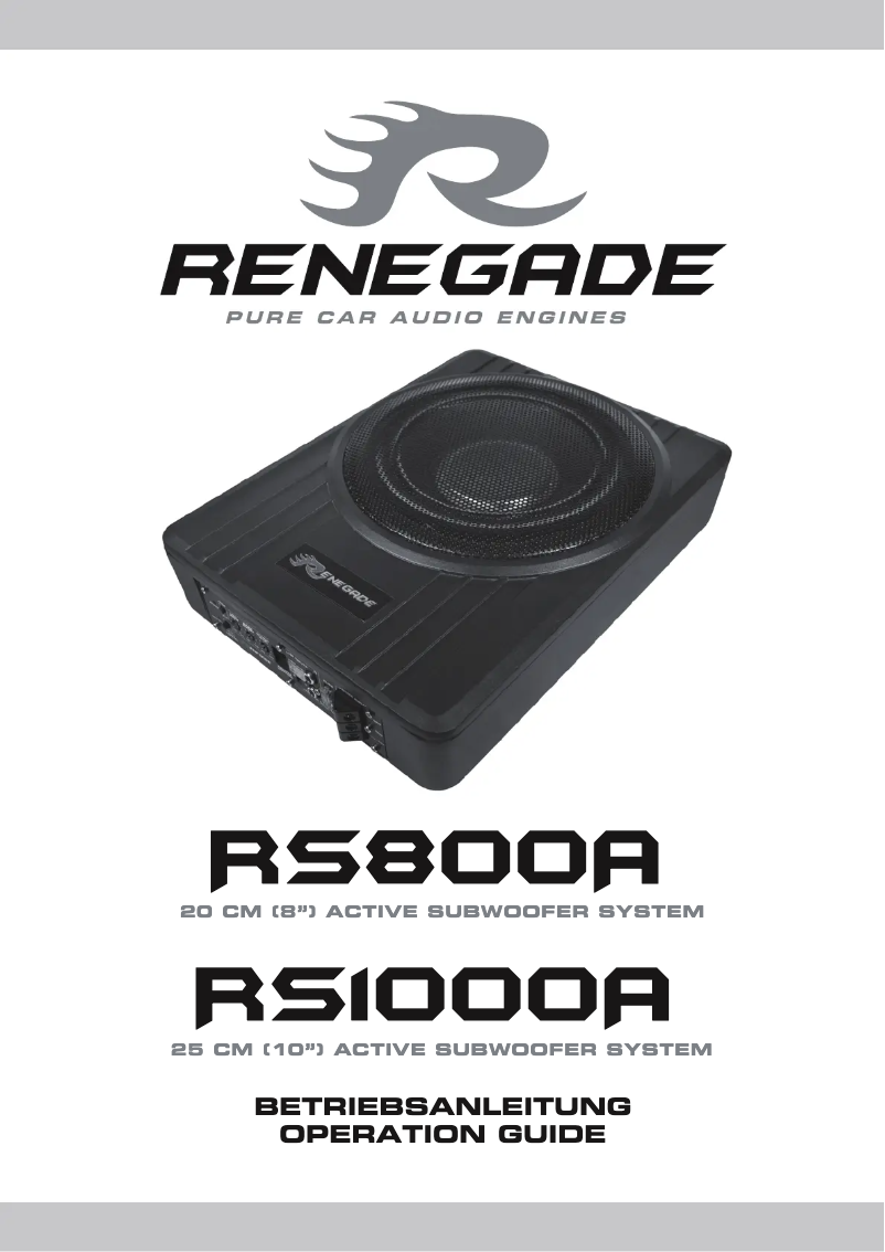 Page 1 de la notice Manuel utilisateur Renegade RS800A
