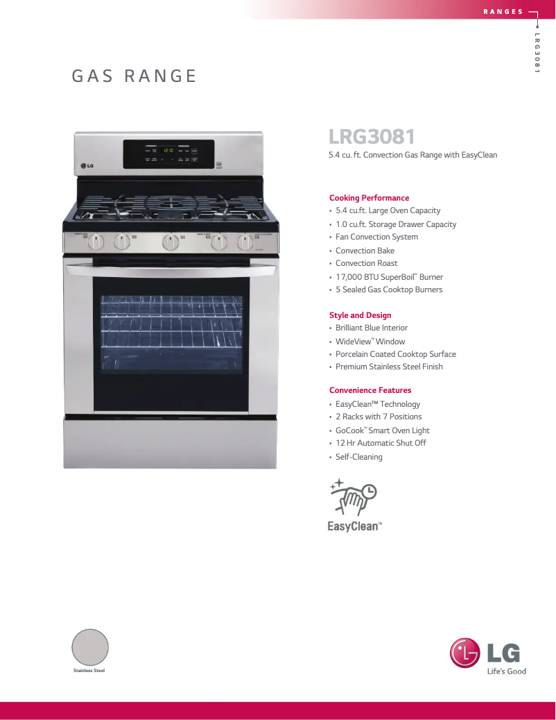 Página 1 del manual Ficha técnica LG LRG3081ST