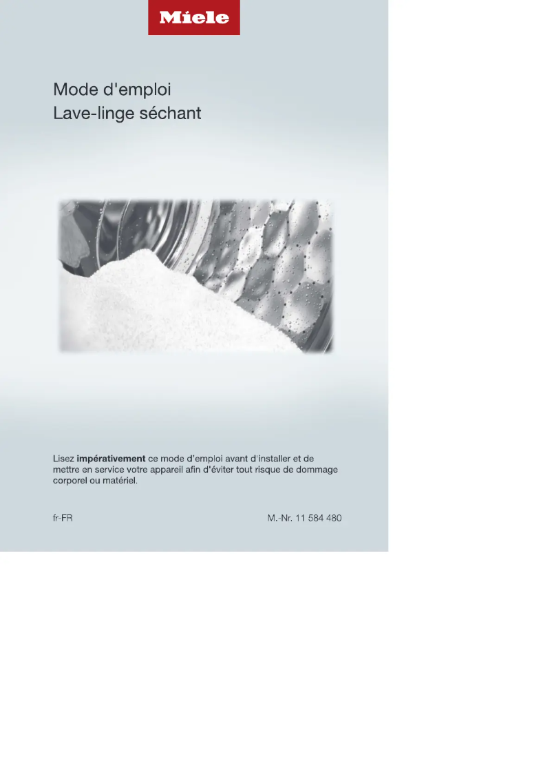 Page 1 de la notice Manuel utilisateur Miele WTR860 WPM