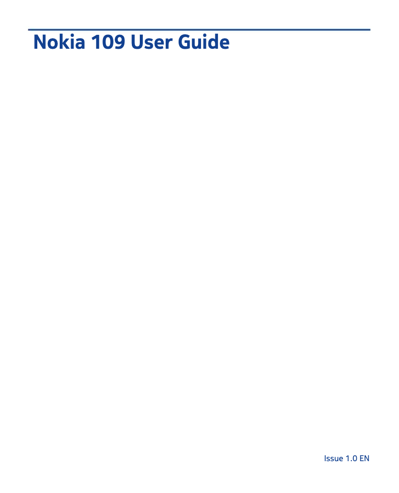 Page n°1 - Manuel utilisateur Nokia 109