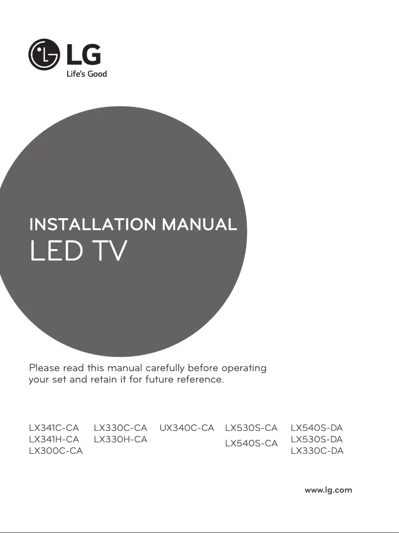Página 1 del manual Guía de instalación LG 55UX340C