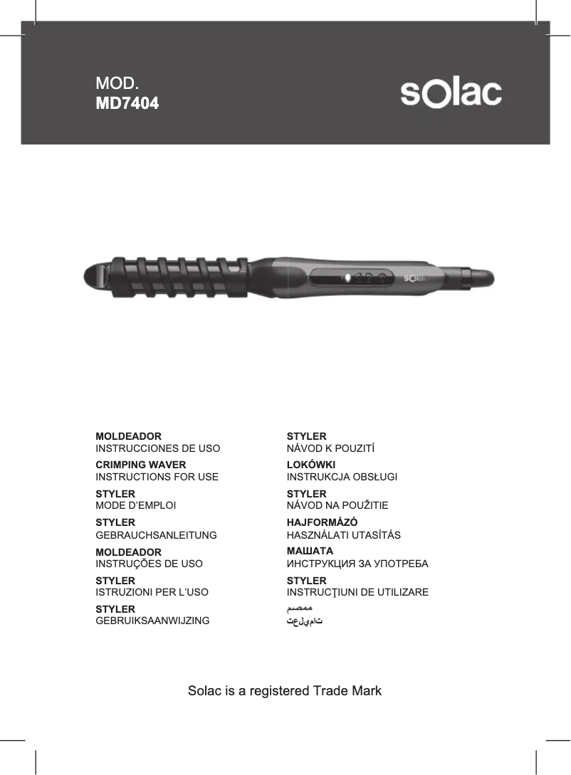 Page n°1 - Manuel utilisateur Solac Tourmaline Styler MD7404