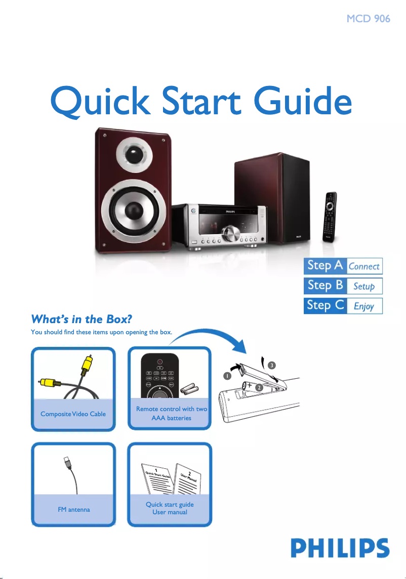 Page n°1 - Guide de démarrage rapide Philips MCD906