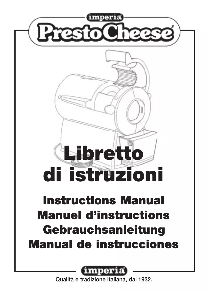 Page n°1 - Manuel utilisateur Imperia Presto Cheese