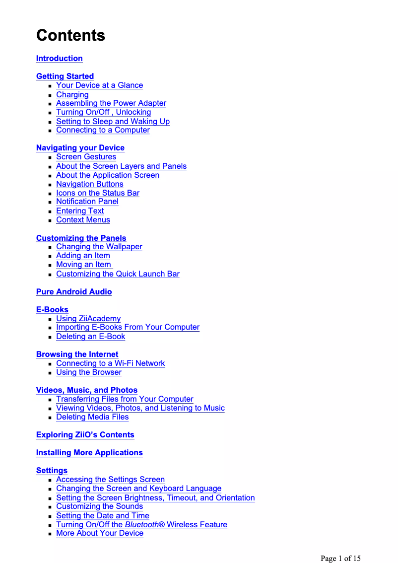 Page 1 de la notice Manuel utilisateur Creative ZiiO