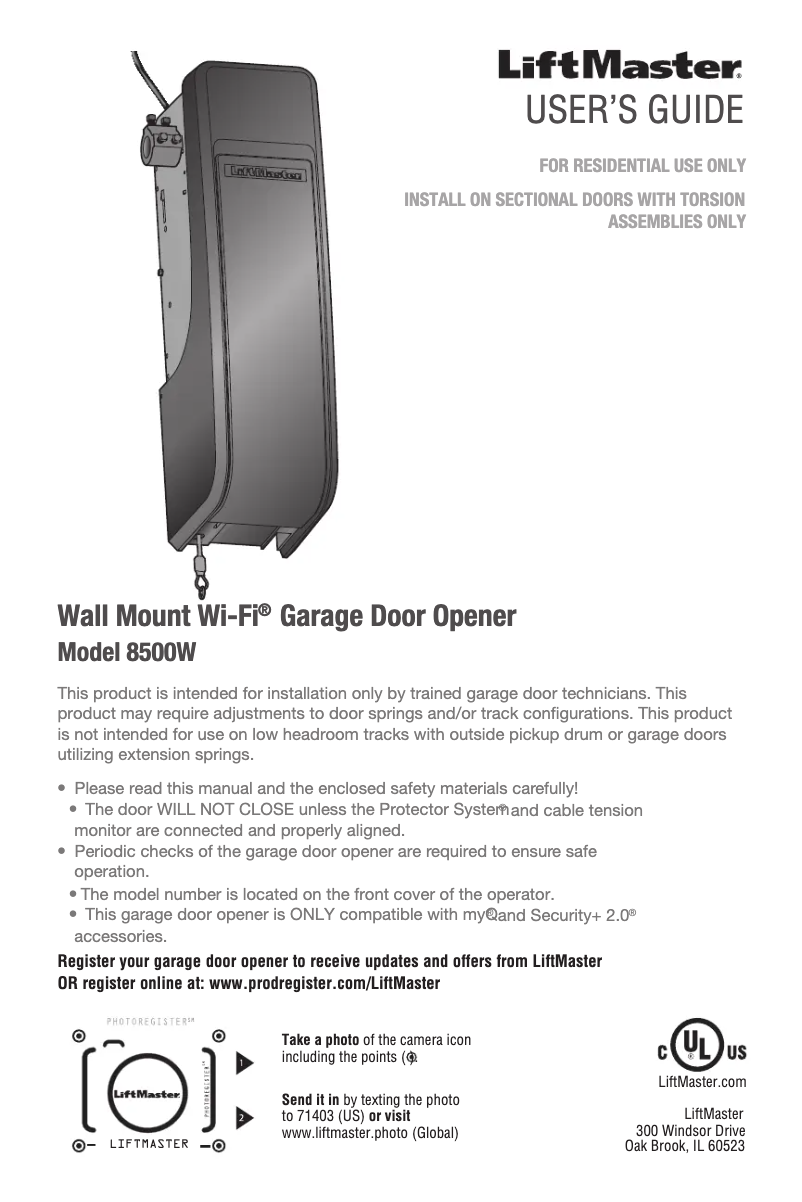 Page n°1 - Manuel utilisateur LiftMaster 8500W