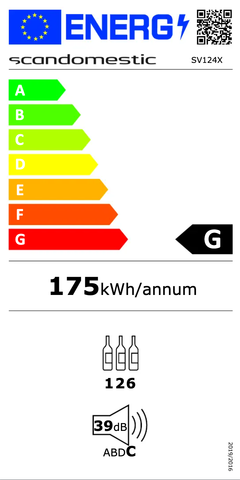 Page 1 de la notice Label énergétique Scandomestic SV 124 X