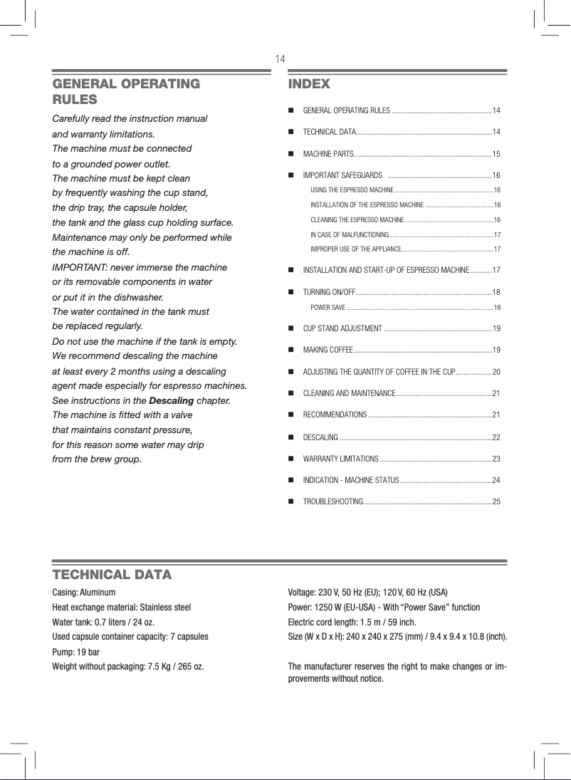 Page 1 de la notice Manuel utilisateur Francis Francis Illy Mie Y1