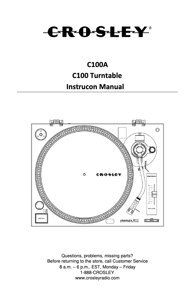 Page 1 de la notice Manuel utilisateur Crosley C100A