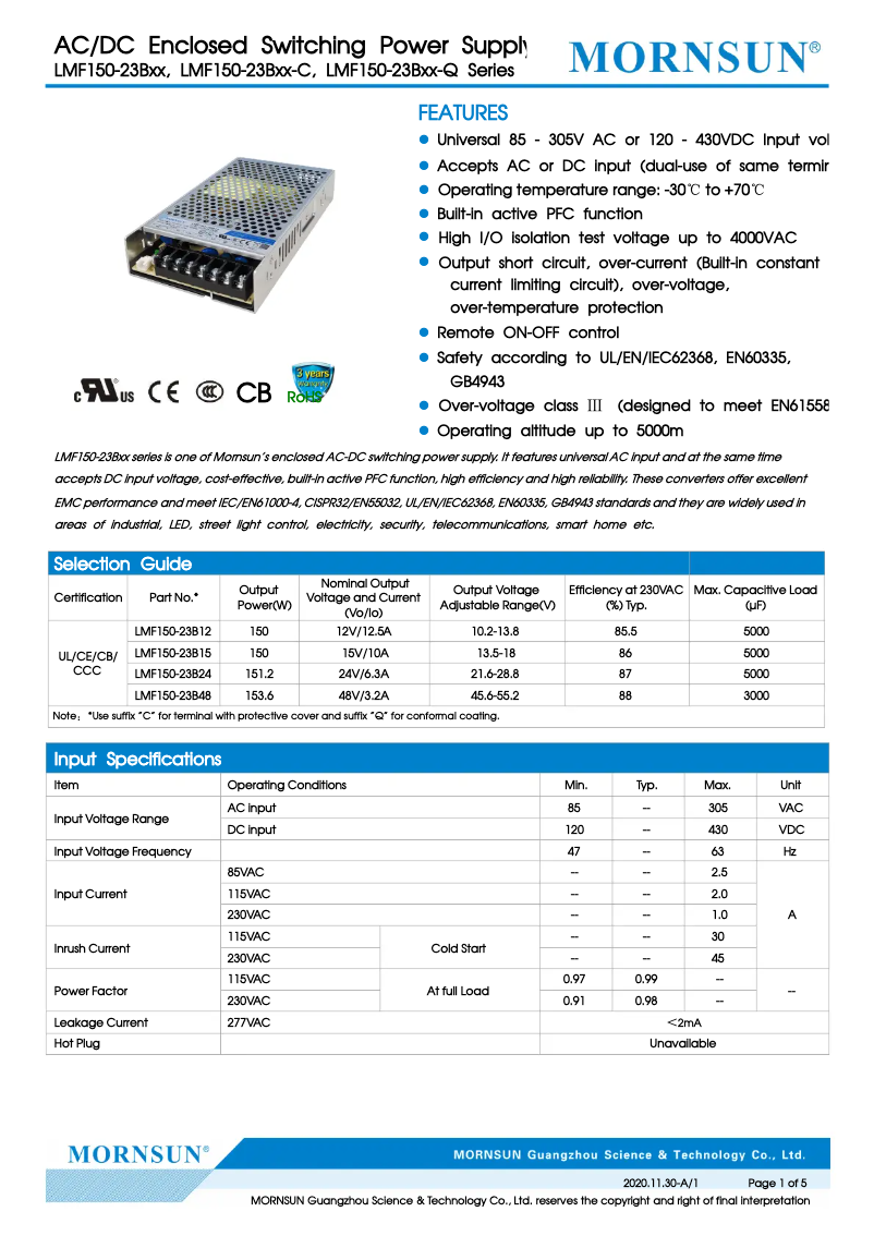 Page n°1 - Manuel utilisateur Dehner LMF150-23B48