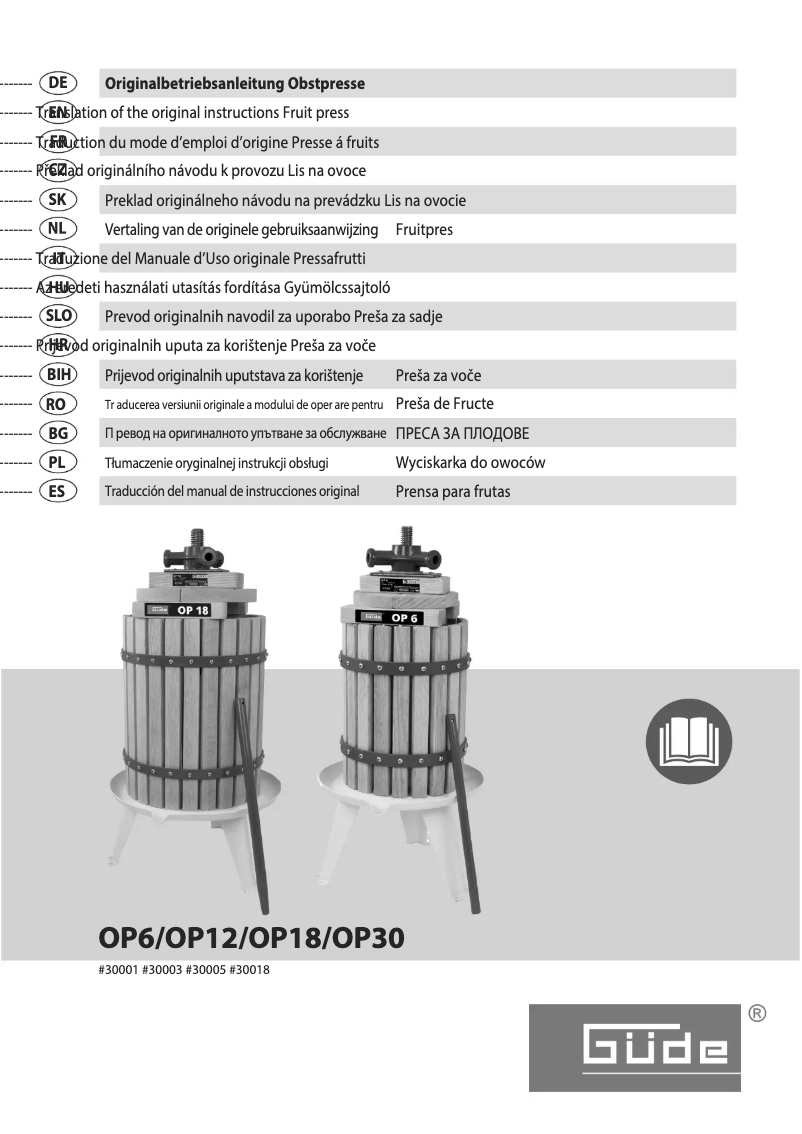Page 1 de la notice Manuel utilisateur Güde OP 30