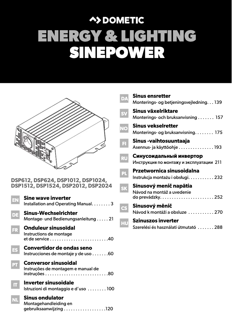 Page n°1 - Manuel utilisateur Dometic SinePower DSP 2012