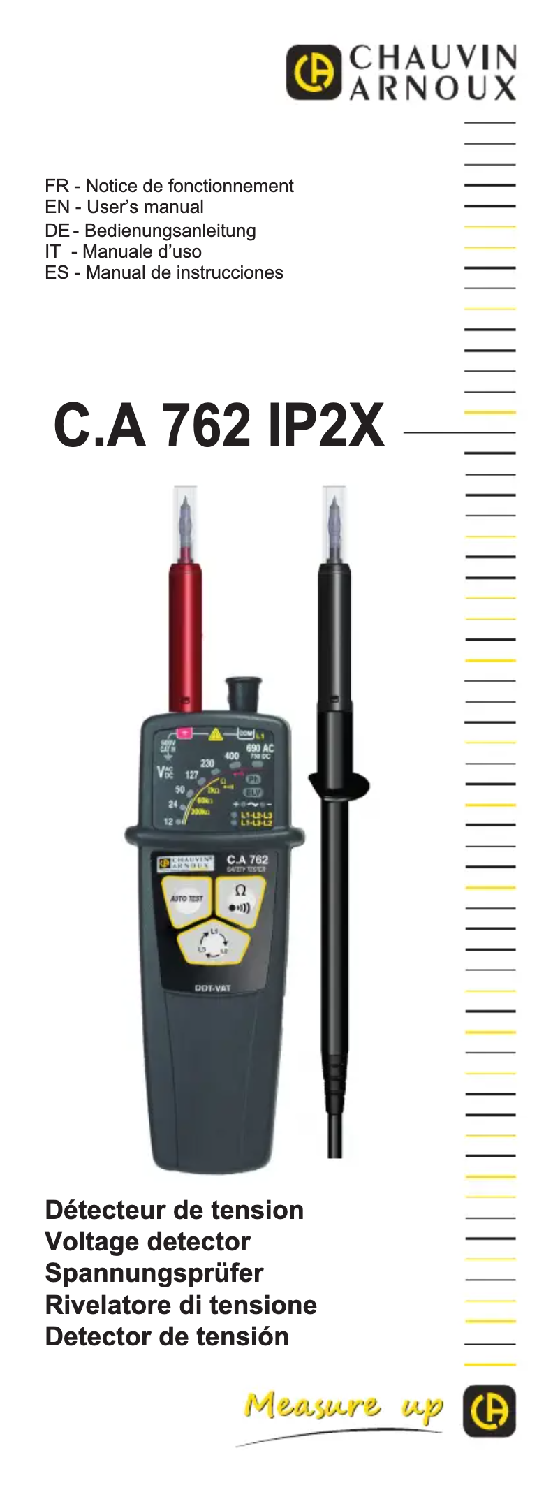 Page 1 de la notice Manuel utilisateur Chauvin Arnoux C.A 762 IP2X