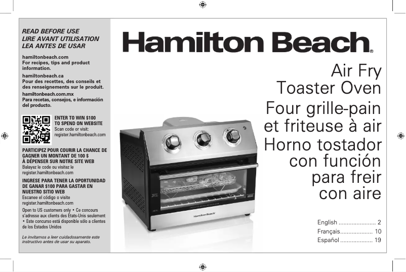 Page 1 de la notice Manuel utilisateur Hamilton Beach 31222