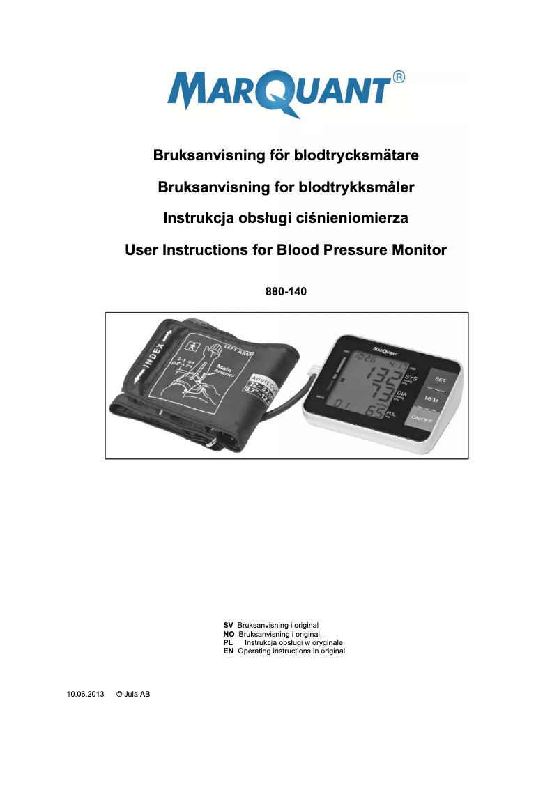 Page n°1 - Manuel utilisateur Marquant 880-140