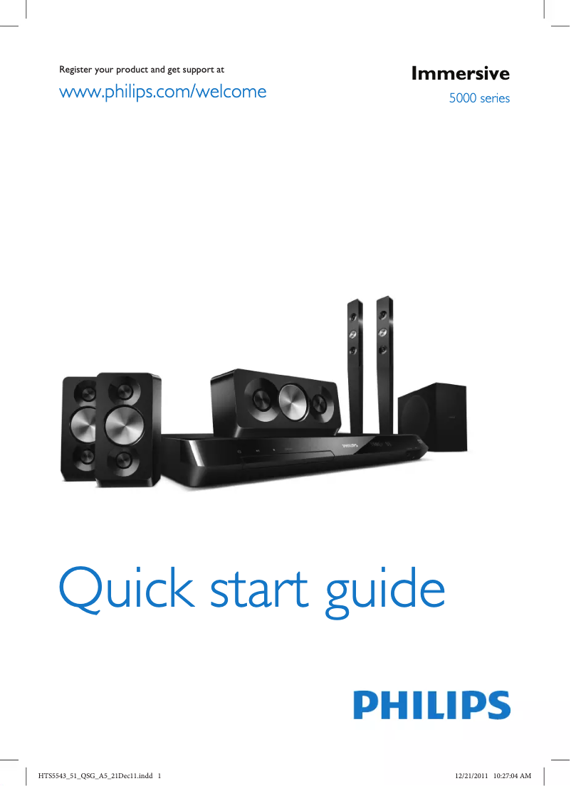 Page n°1 - Guide de démarrage rapide Philips HTS5543