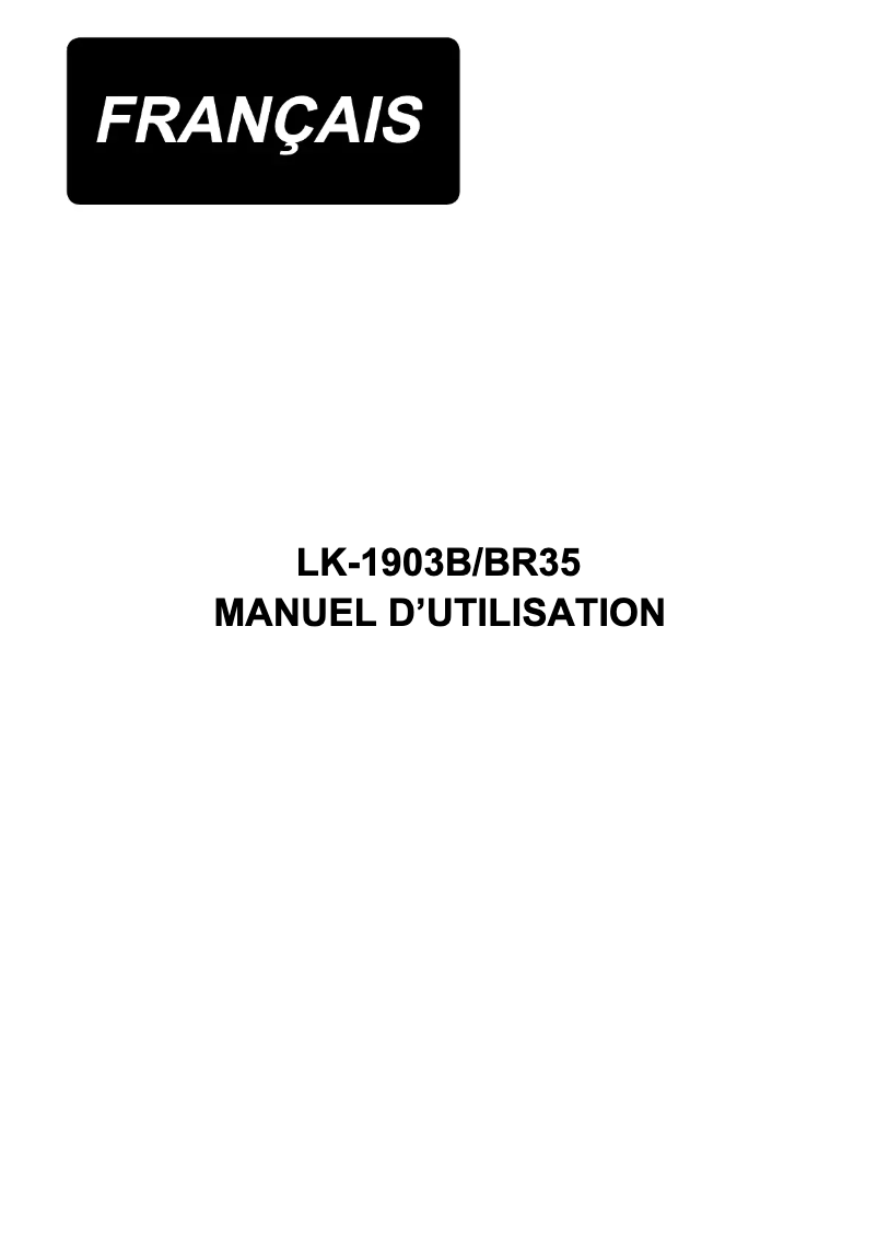 Page n°1 - Manuel utilisateur Juki LK-1903B