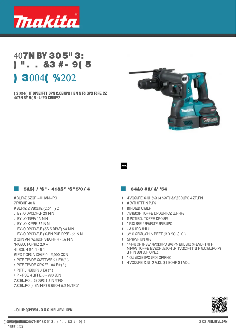 Page 1 de la notice Fiche technique Makita HR004GD202