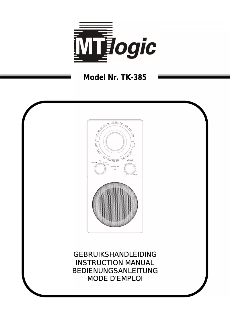 Page n°1 - Manuel utilisateur MT Logic TK-385MT