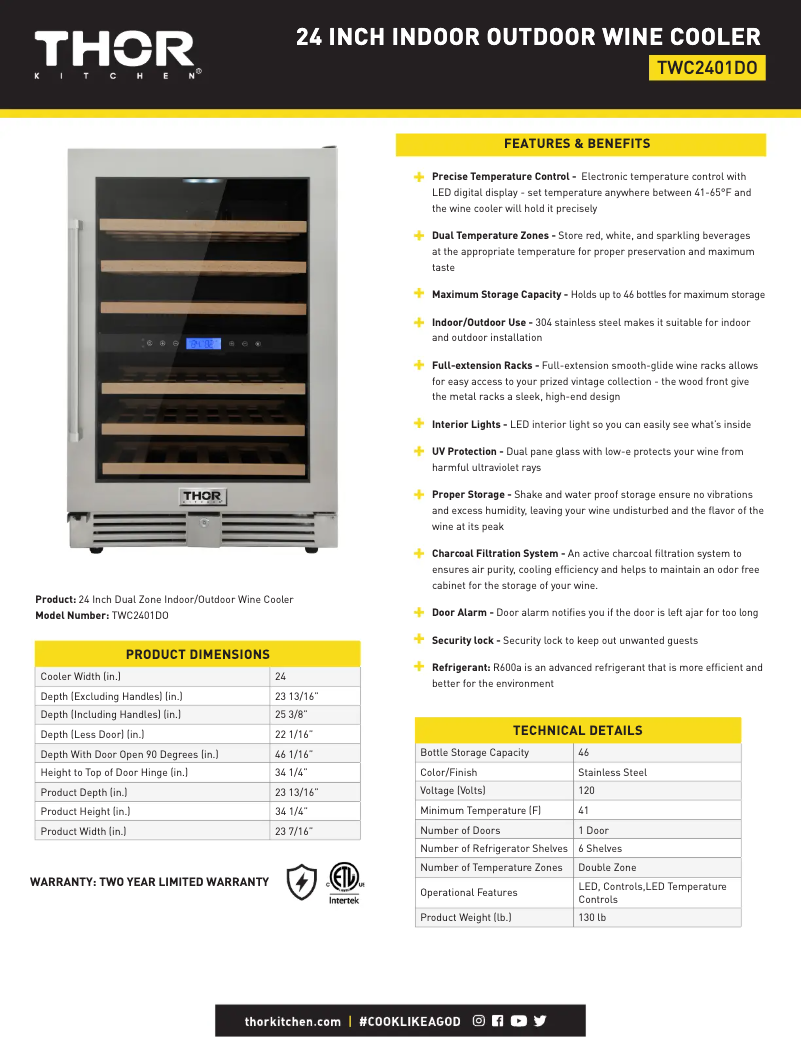 Image de la première page du manuel de l'appareil TWC2401DO