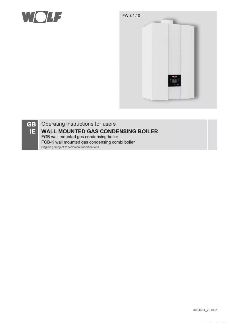 Page 1 de la notice Manuel utilisateur Wolf FGB-24