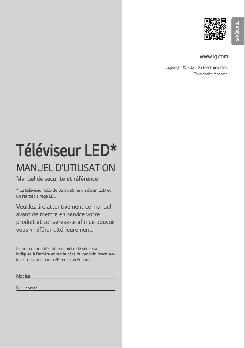 Page n°1 - Manuel utilisateur LG 50NANO789QA