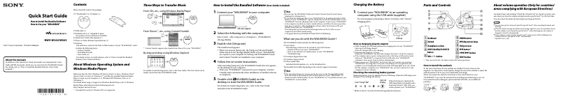 Page n°1 - Guide d'installation Sony Walkman NWZ-W262