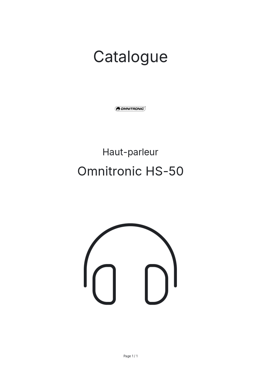Page n°1 - Catalogue Omnitronic HS-50