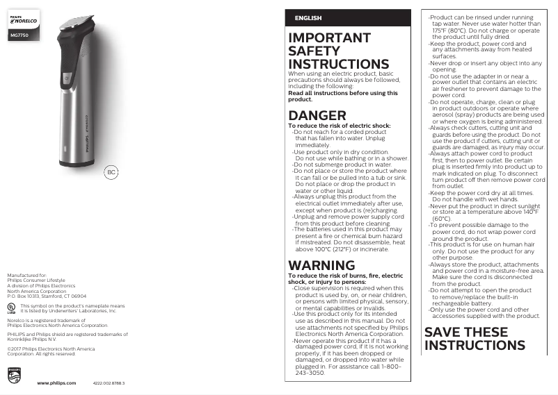 Image de la première page du manuel de l'appareil MG7750