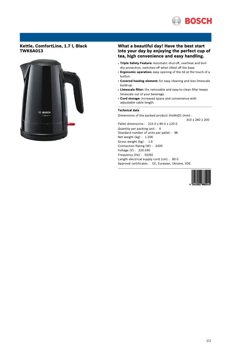 Image de la première page du manuel de l'appareil TWK6A013