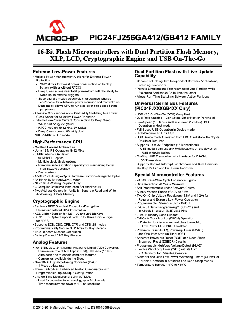 Página 1 del manual Manual de usuario Microchip PIC24FJ128GB406