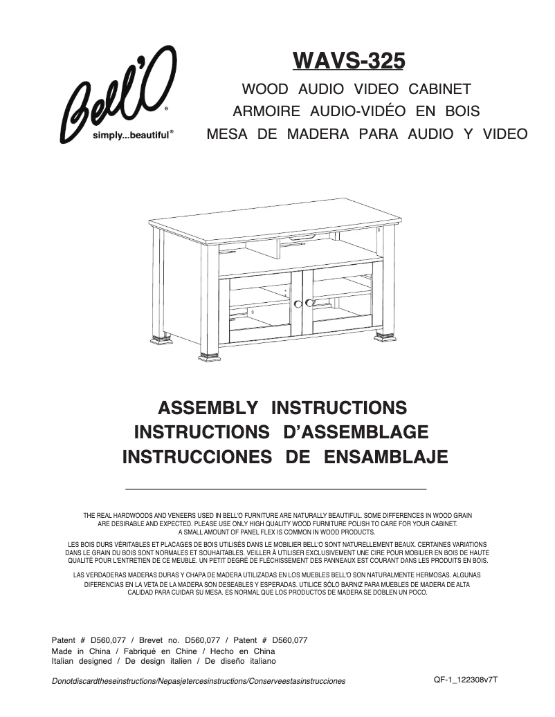 Page n°1 - Manuel utilisateur Bell'O WAVS-325