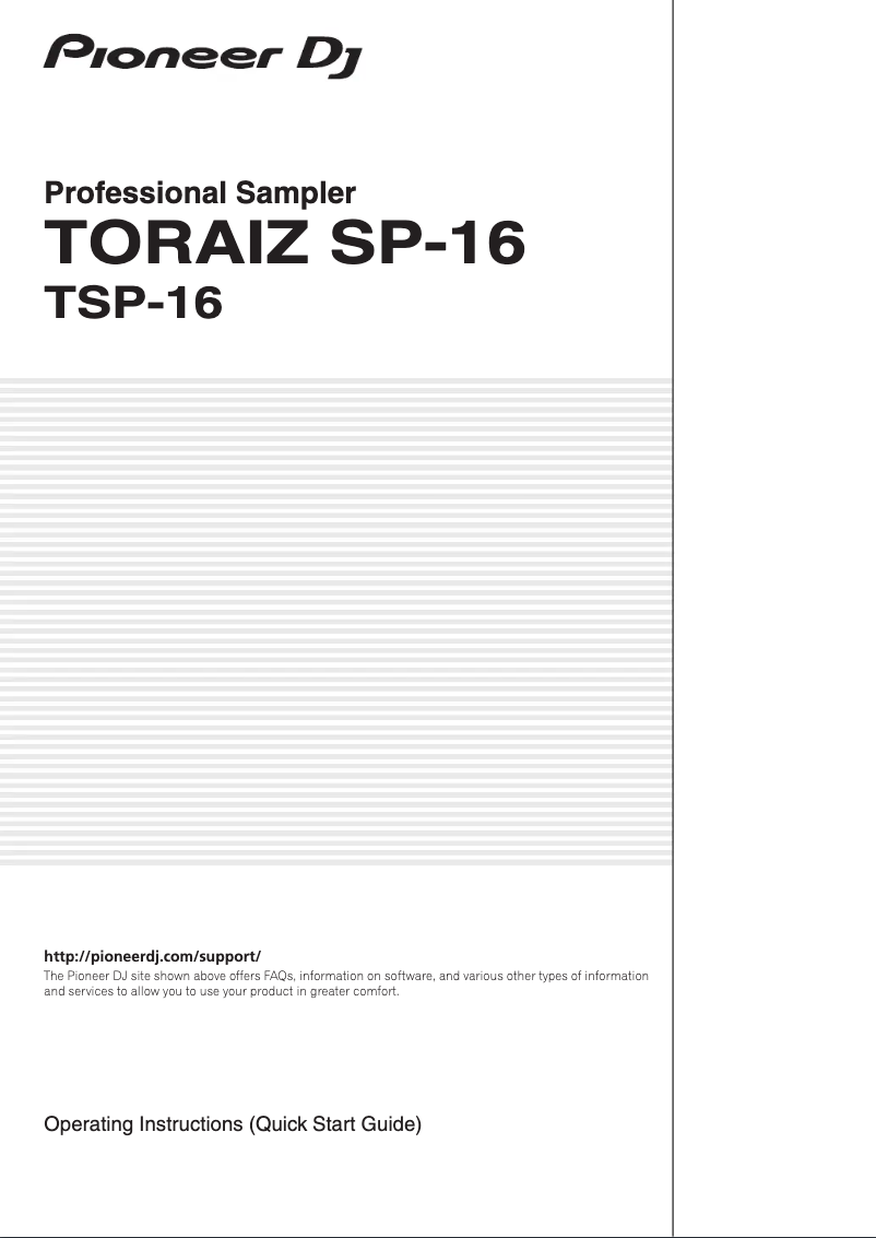 Page 1 de la notice Manuel utilisateur Pioneer TORAIZ SP-16