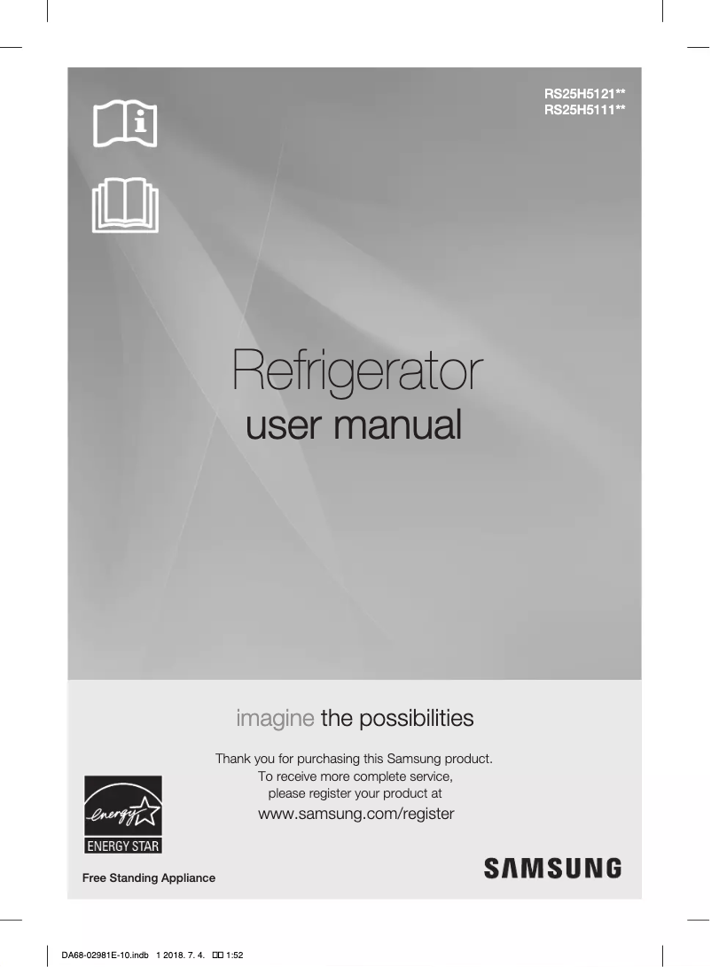 Page n°1 - Manuel utilisateur Samsung RS25H5121SR